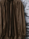 INTO THE EAST 25 Autumn/Winter Moss Green Lace-Up Silk Top/Spliced Layered Silk Skirt ITE-E1DGAW002GR20TP-LV Top